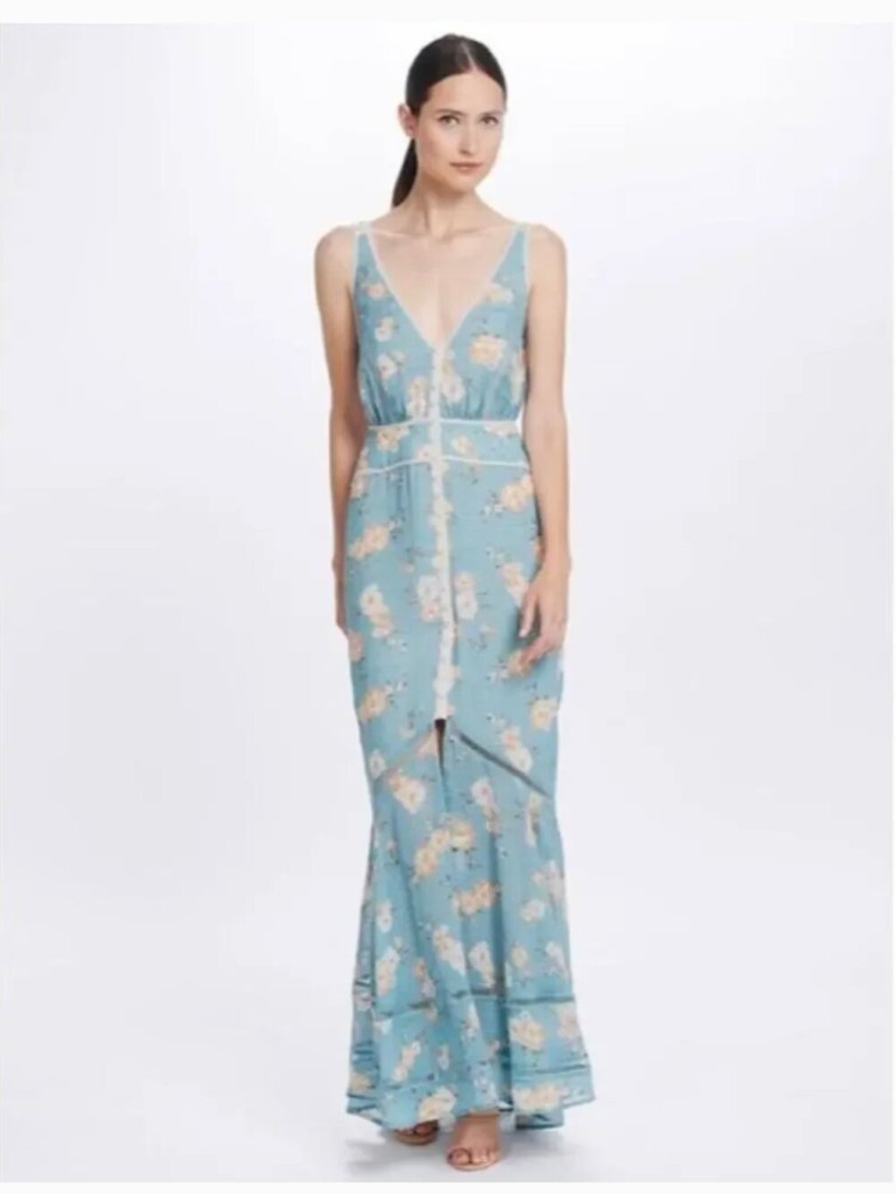 The We Are Kindred Mia Maxi Dress Blue Teal Posey Floral Size 4